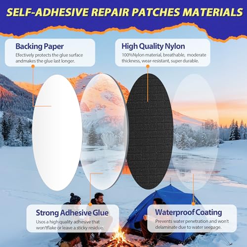 18 Pcs Down Jacket Repair Patch Kit - Waterproof Nylon Fabric