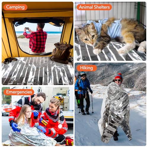 Emergency Mylar Blanket 6 Pack - Waterproof Survival Blankets