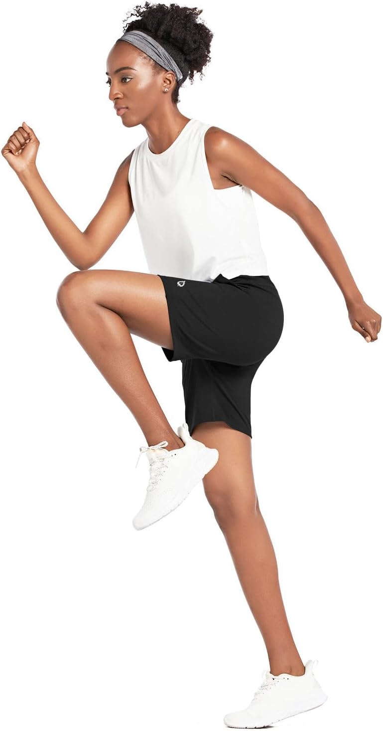 Baleaf Bermuda Shorts for Women - High Waisted 7'' Athletic Workout Shorts with 3 Pockets