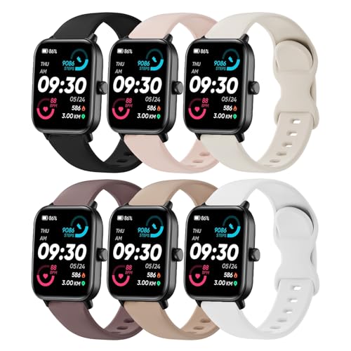 Oanux 6-Pack 22mm Silicone Quick Release Sport Watch Straps for Veryfit IDW Series – Variation 1