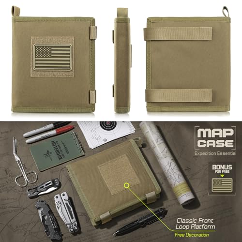 LIVANS Coyote Tan Map Case Holder for Outdoor Land Navigation 13x10"
