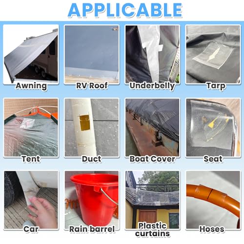 Heavy Duty Waterproof Repair Tape for Fabric, RV, Boat & Tent - 5" x 10FT