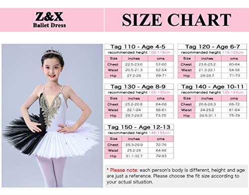 Girls' Ballet Swan Lake Tutu Costume for 6-7 Years Black & White