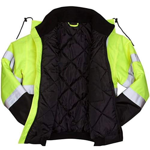 Pyramex Safety RJ3210X3 RJ32 Series Jackets Hi-Vis Lime Bomber Jacket with Quilted Lining- Size 3X Large