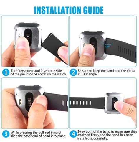Silicone Replacement Bands for Fitbit Versa - Black, Large