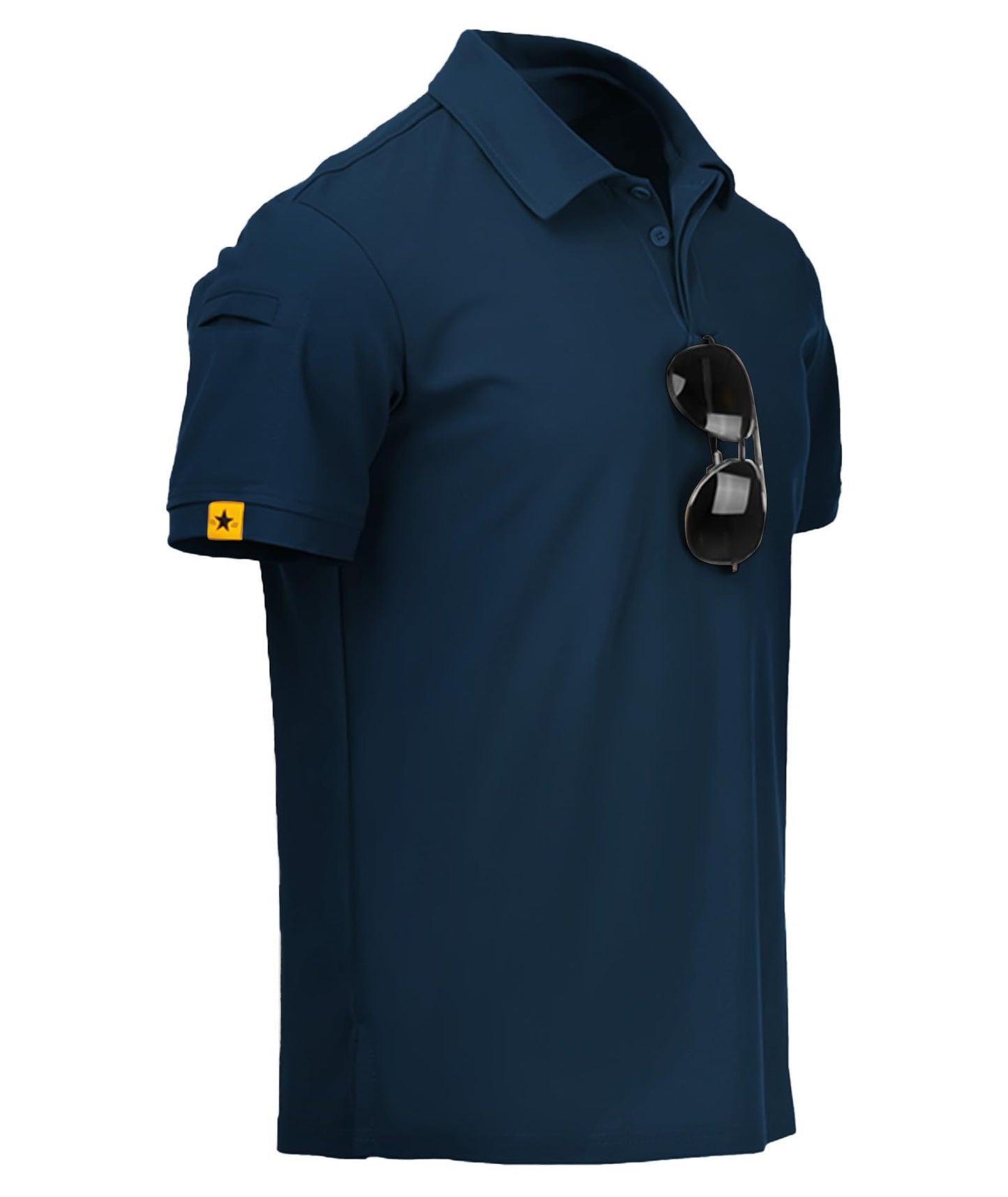 ZITY Mens Polo Shirt Short Sleeve Sports Tactical T-Shirt Athletic Golf Polos Daily Casual Stylish Collared Shirts for Men Navy Blue Large