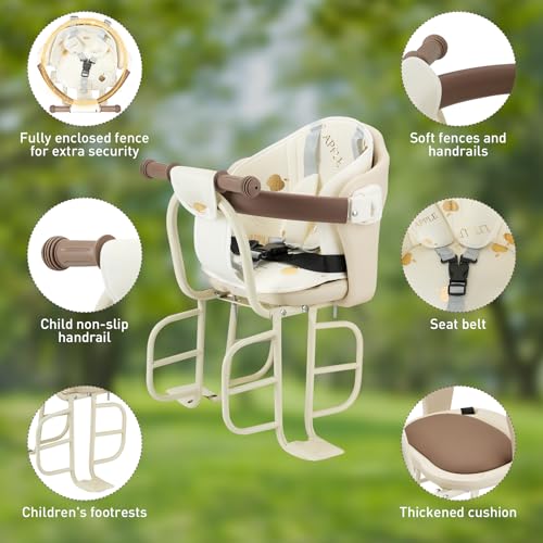 Rear Child Bike Seat - Off White Ring-Back Design for Kids 2-4 Years
