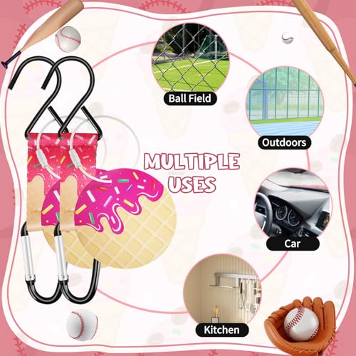 Baseball Softball Dugout Organizer Bag with Ice Cream Drip Design - Pink Drip Set, 2 Pcs