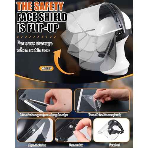 4 Pcs Safety Face Shield with 42.5 Waterproof Rubber Apron Set Face Mask for Grinding and Cutting PC Full Impact Resistant Safety Shield for Men Heavy Duty Work