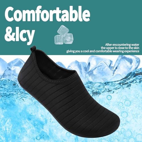Water Shoes for Men & Women - Aqua Socks - Size 10-11 Women/9-10 Men - Black