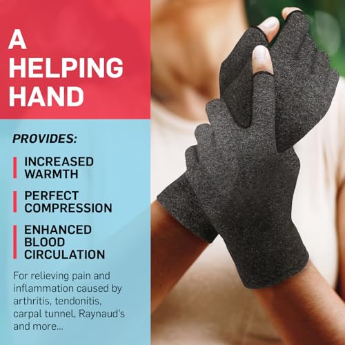 Compression Gloves for Arthritis Relief - Medium Grey
