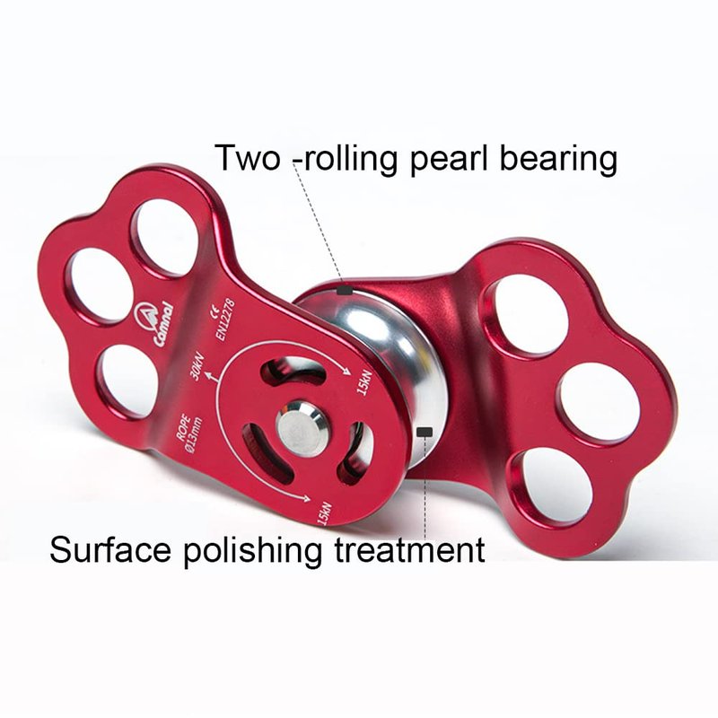 AXUYU Climbing Pulley 30KN Three Holes Ball Bearing Single Pulley Rock Climbing Pulley for 13mm Rope Hauling, Rock Climbing, Rescue Applications, Zipline Sports Etc