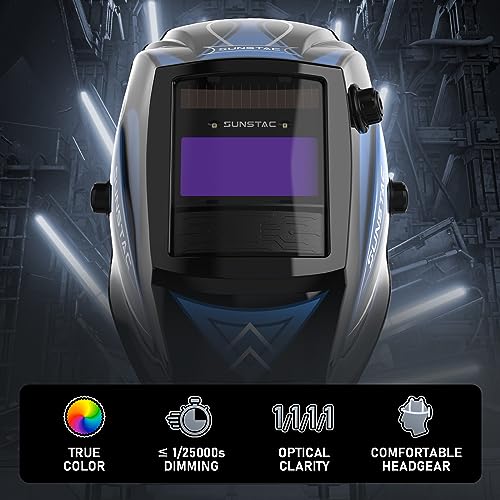 1/1/1/1 Optical Clarity Welding Helmet True Color Auto Darkening Welding Hood Wide Shade 4/9-13 for STICK MIG TIG Welding