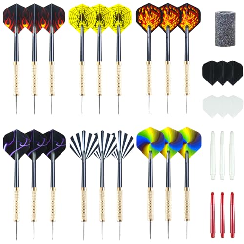 Professional Steel Tip Darts Set - 18g Darts with Case & Accessories