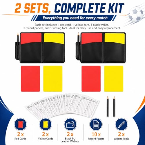 Soccer Referee Card Set - 2 Pack Red & Yellow with Wallet
