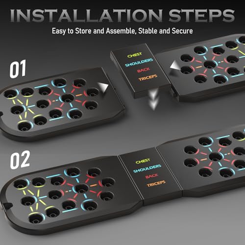 Push Up Board - Portable Foldable Exercise Equipment for Men - Black