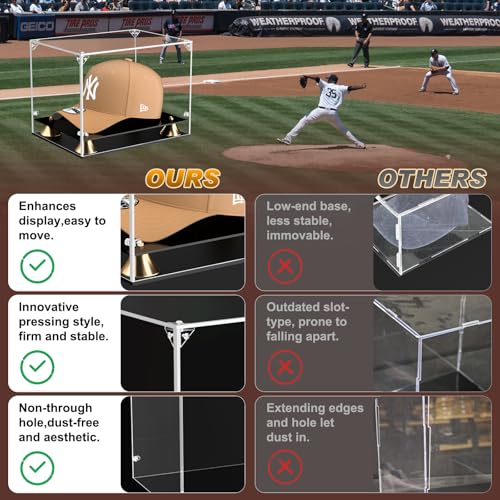 Clear Acrylic Baseball Cap Display Case with Double-Layer Base
