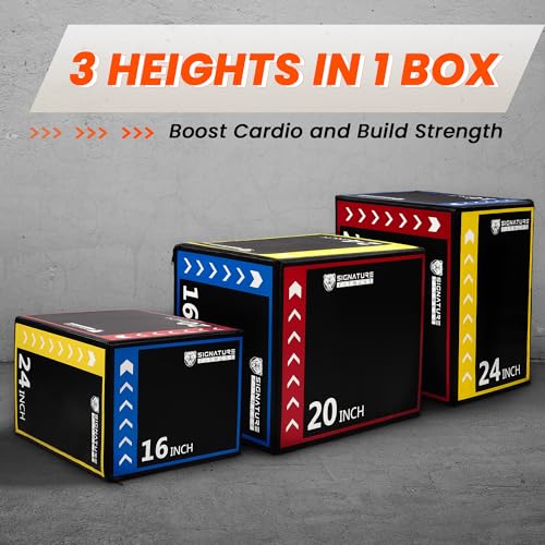 3-in-1 Foam Plyometric Jump Box - Colored, 16"x20"x24"