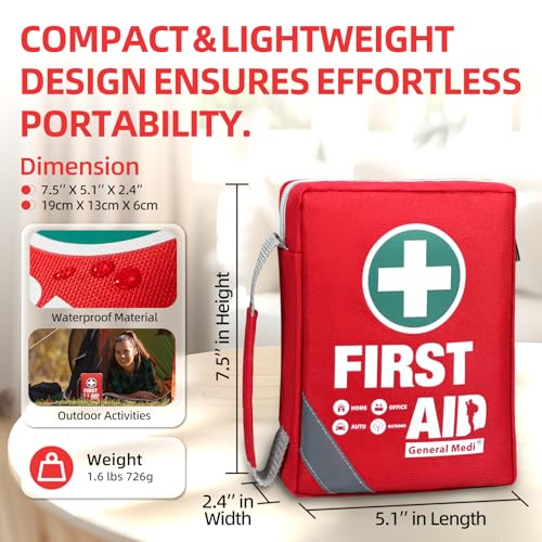 Compact First Aid Kit with 175 Pieces - Reflective Emergency Bag