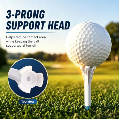 Premium 3-Prong Plastic Golf Tees - 3-1/4" - 120 Pack