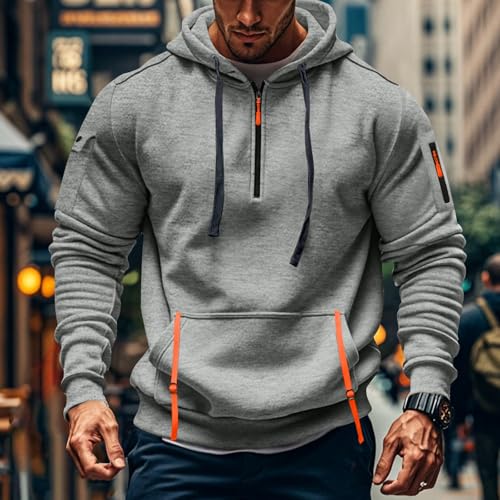 Men's Tactical Half Zip Hoodie - Large Light Gray