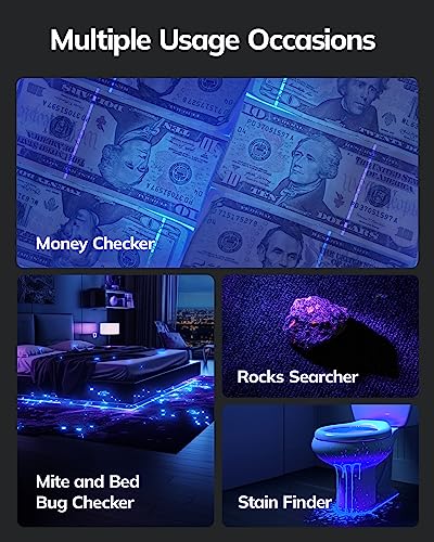 Mini UV Blacklight Flashlight - 9 LED Pet Urine Detector, 395nm