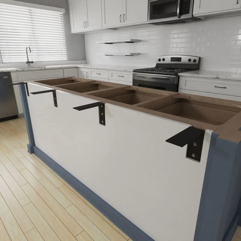 Countertop Support Bracket 4 Pack 14 inch Heavy Duty 3/8" Thick Black Granite Countertop Bracket 14"x6"x2.5" Shelf L Bracket Mantel Corbels for Quartz/Granite/Wood/Concret/Laminate Countertops