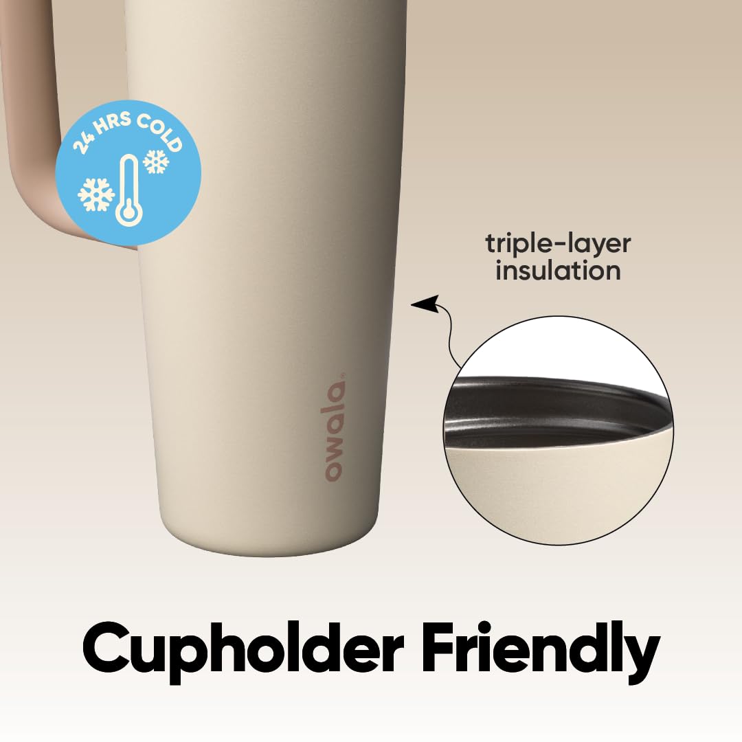 Owala FreeSip Tumbler Stainless Steel Water Bottle 30 oz Lightly Toasted