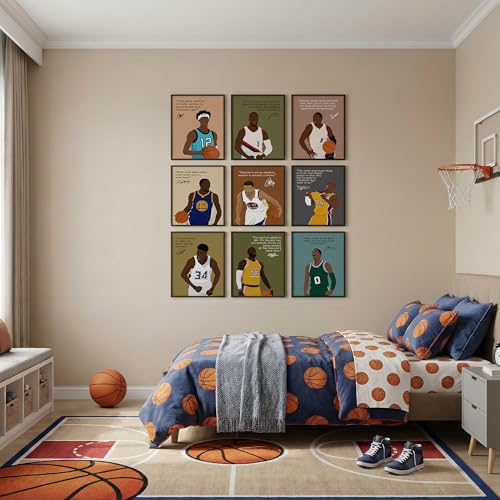 9-Pack Basketball Motivational Posters Set - Unframed 11x14 inch Sports Wall Art for Fans and Athletes