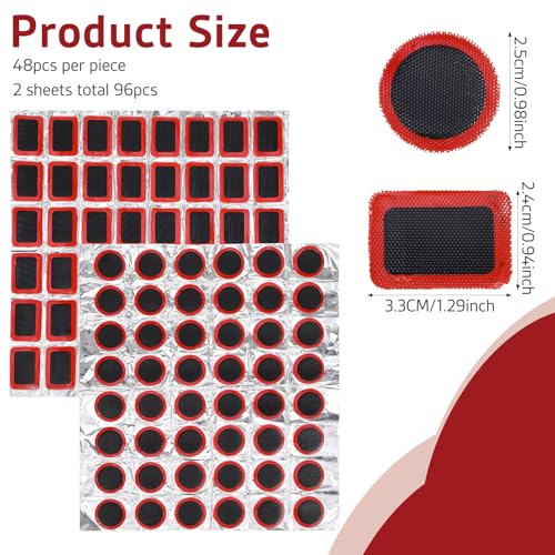 96 Pcs Bicycle Tire Repair Patch Kit - Rubber Puncture Patches