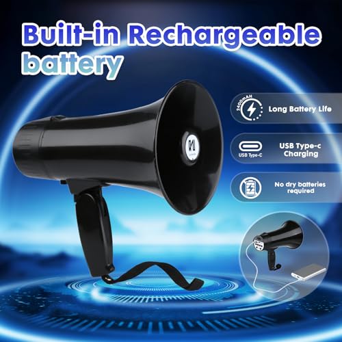 20W Rechargeable Megaphone with Siren & Bluetooth Input
