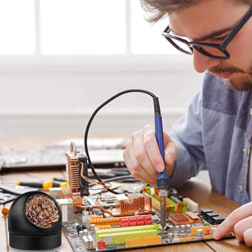 Soldering Iron Tip Cleaner Non-Slip Solder Tip Cleaning Wire Ball & Base Holder Soft Coiled Brass Tip Cleaner Kit