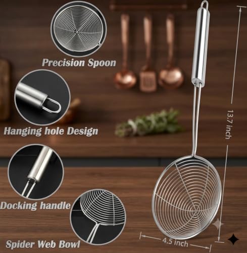 Stainless Steel Spider Strainer Skimmer - 13.7 Inch Kitchen Utensil