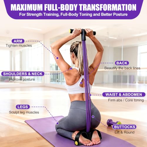 Wysperix Black-Purple 6-Tube Resistance Bands with Handles for Full-Body Workout