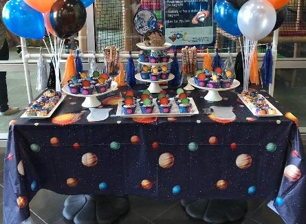 Outer Space Table Cover - 4 Pack Plastic Galaxy Decorations 54"x108"