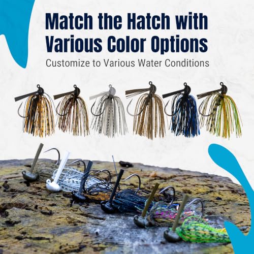Reaction Tackle Flipping Jigs 6-Pack for Bass & Heavy Cover Fishing - Weedless Silicone Skirt, 1/2 Oz