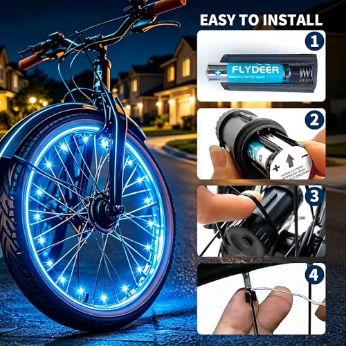 MH Brighter Blue Bike Wheel Lights – 20 LED, 2 Wheels, 2 Modes, Waterproof