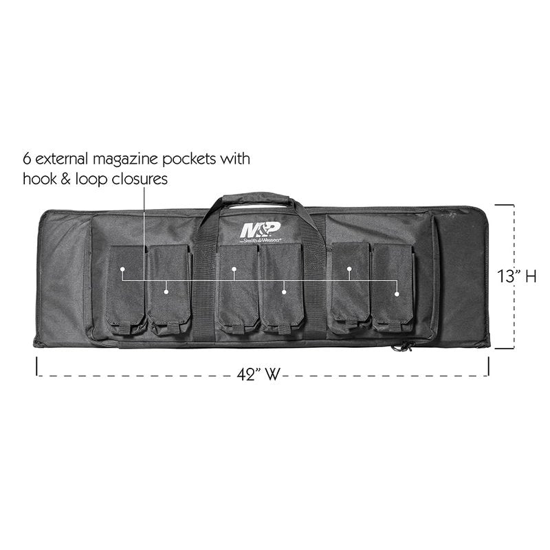 Smith & Wesson M&P Pro Tac Padded Rifle Case with Ballistic Fabric Construction and External Pockets for Shooting, Range, Storage and Transport
