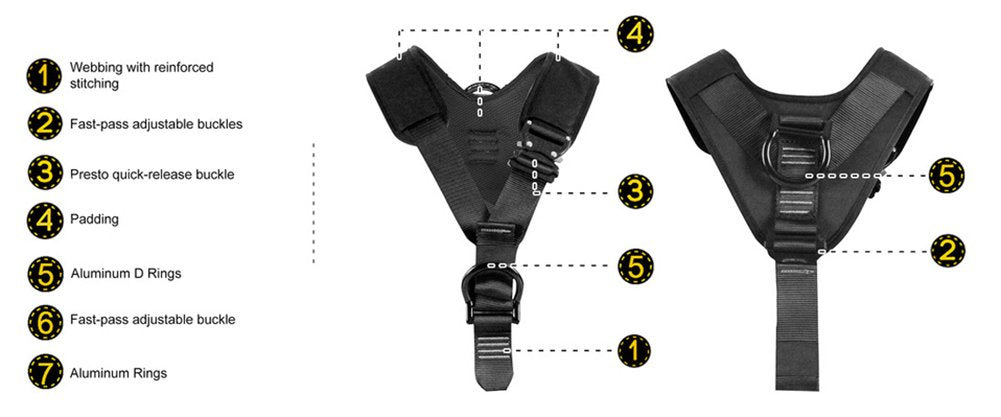 Fusion Climb Spartacus Tactical EVA Padded Adjustable Zipline Harness Chest Piece 23kN (TCH-603-SHD)