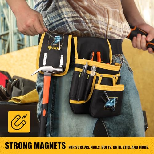 Magnetic Tool Belt for Men, 26 Pockets Heavy Duty Tool Pouch, Magnet Holster Nail Utility Toolbelt Detachable Adjustable Waist Holder for Handyman Contractor Mechanic Plumber Roofer Carpentry Dad Gift