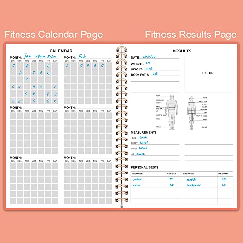 Fitness Planner Workout Log Book - A5 Pink Cover for Tracking