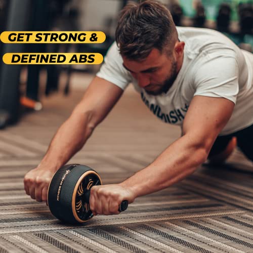 Ab Roller Wheel with Knee Mat - Black & Gold Home Gym Equipment