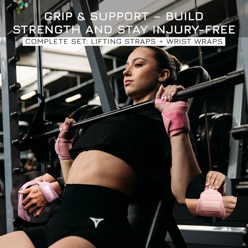 Breaking Limits Pink Lifting Straps & Wrist Wraps for Weightlifting - Men & Women