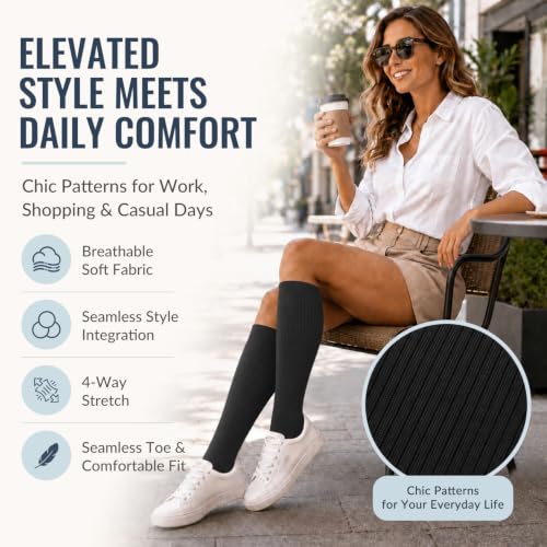 Copper Compression Socks for Women & Men (6 Pairs) Large-X-Large / 10 Black – Copper Infused Support