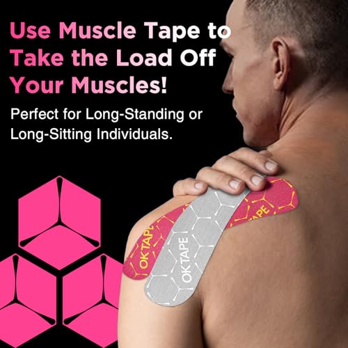 OK TAPE Synthetic Precut Kinesiology Tape 2in x 16.4ft Beige 20PCS Water-Resistant Support