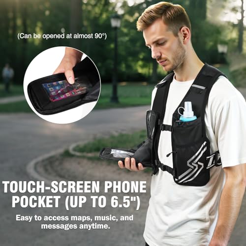 PLUSINNO Medium-Large Running Vest for Men & Women with 500ml Water Bottle