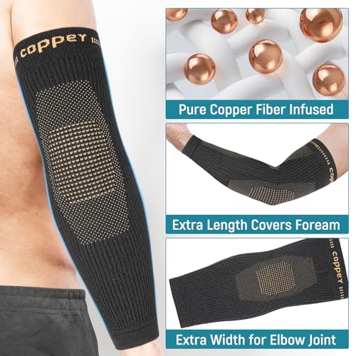 Vlela Copper Infused Elbow Compression Sleeve Large - Fits Forearm Support