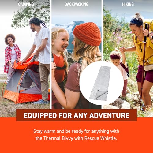 SOL Thermal Bivvy Emergency Survival Tent with Rescue Whistle, 80% Heat Retention, 84x34 Inches
