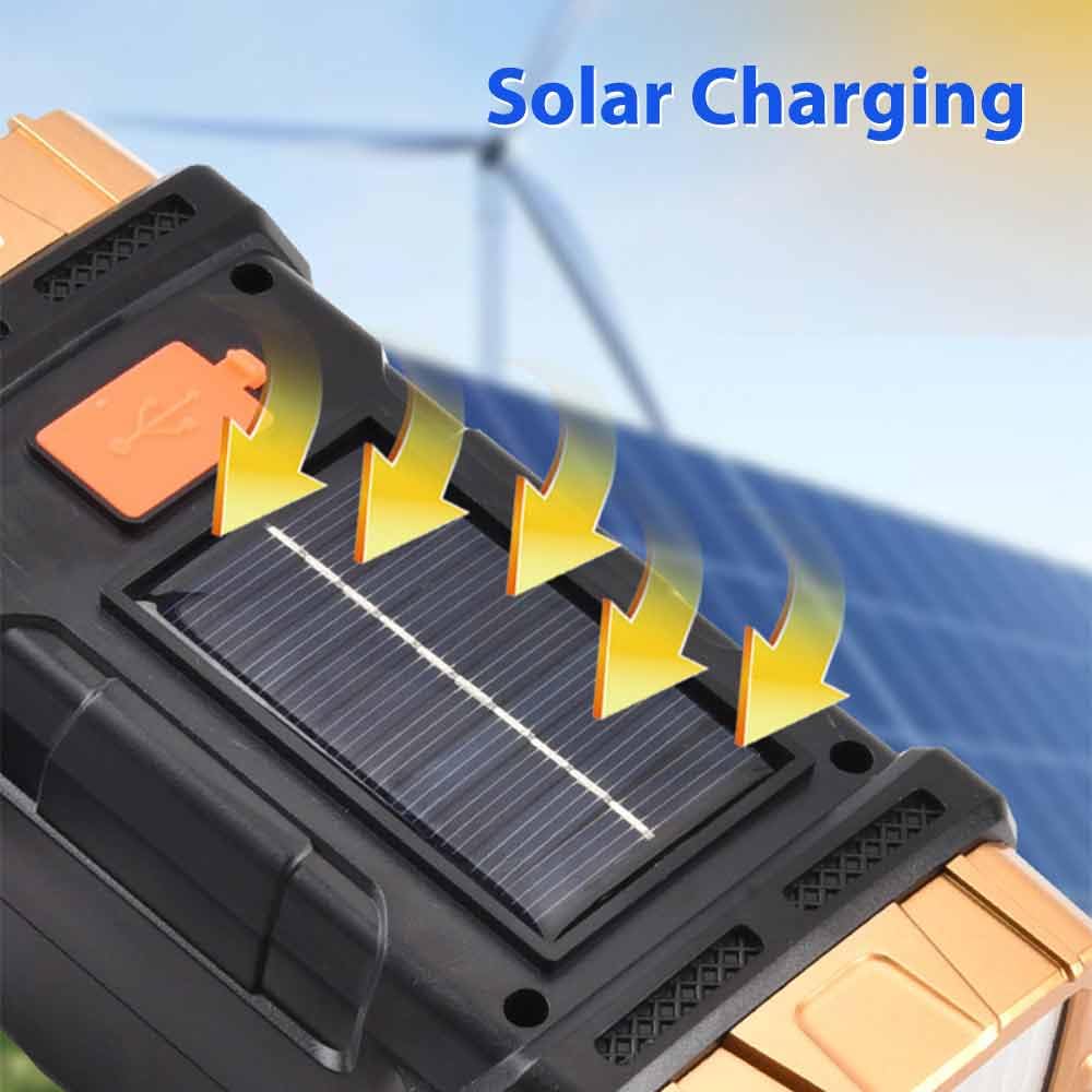 sallbris Premium High Lumens LED Work Light – Multipurpose Flashlight with Searchlight and Lantern Features - Rechargeable Outdoor Waterproof Solar Flashlight - Portable & Lightweight(Yellow