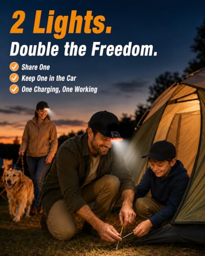 EverBrite Rechargeable Clip-On Hat Light 2-Pack - LED Headlamp for Outdoors